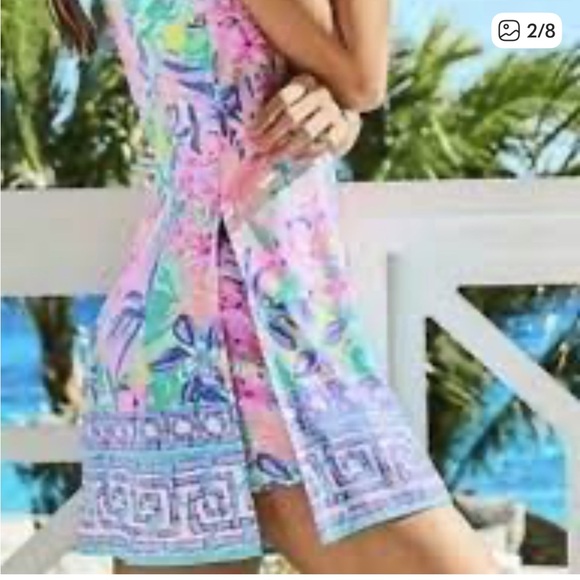 Lilly Pulitzer Adalina Ruffle Romper Women’s Dress/Romper  - Pink, Green, Purple - Picture 3 of 8